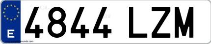 Ejemplo de matrícula española 4844 LZM
