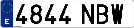 Ejemplo de matrícula española 4844 NBW