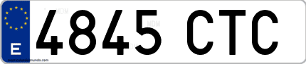 Ejemplo de matrícula de coche ordinaria 4845 CTC