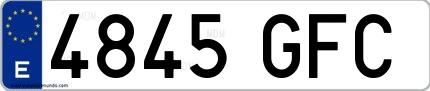 Ejemplo de matrícula española 4845 GFC