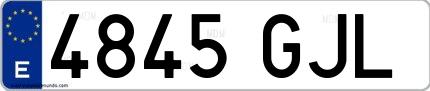 Ejemplo de matrícula española 4845 GJL
