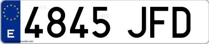 Ejemplo de matrícula española 4845 JFD