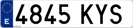 Ejemplo de matrícula de coche ordinaria 4845 KYS