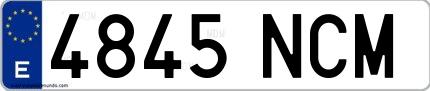 Ejemplo de matrícula española 4845 NCM