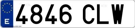 Ejemplo de matrícula española 4846 CLW