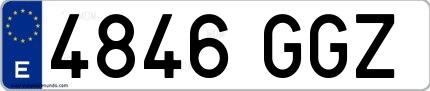 Ejemplo de matrícula española 4846 GGZ