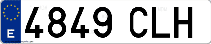 Ejemplo de matrícula de coche ordinaria 4849 CLH