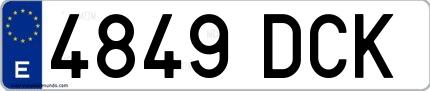 Ejemplo de matrícula española 4849 DCK