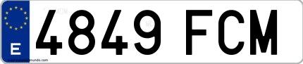 Ejemplo de matrícula española 4849 FCM