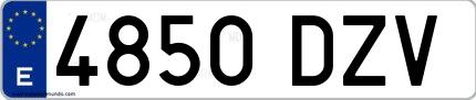 Ejemplo de matrícula española 4850 DZV