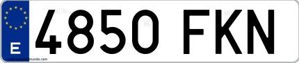 Ejemplo de matrícula española 4850 FKN
