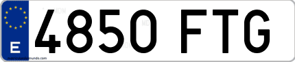 Ejemplo de matrícula de coche ordinaria 4850 FTG