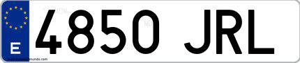 Ejemplo de matrícula española 4850 JRL