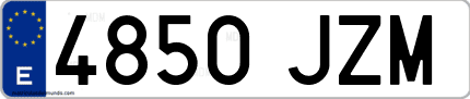 Ejemplo de matrícula de coche ordinaria 4850 JZM