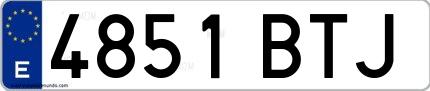 Ejemplo de matrícula española 4851 BTJ
