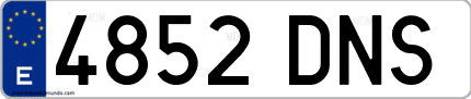 Ejemplo de matrícula de coche ordinaria 4852 DNS