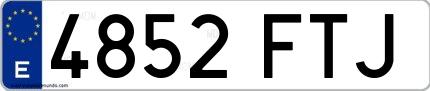 Ejemplo de matrícula española 4852 FTJ