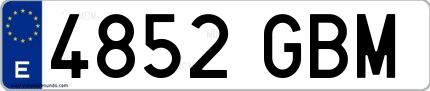 Ejemplo de matrícula española 4852 GBM