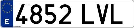 Ejemplo de matrícula española 4852 LVL