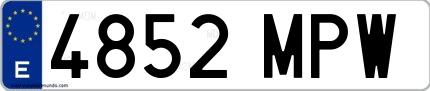 Ejemplo de matrícula española 4852 MPW
