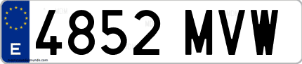 Ejemplo de matrícula de coche ordinaria 4852 MVW