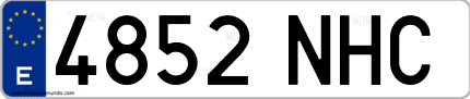 Ejemplo de matrícula de coche ordinaria 4852 NHC