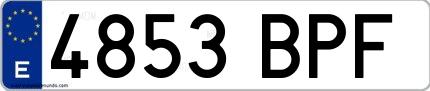 Ejemplo de matrícula española 4853 BPF