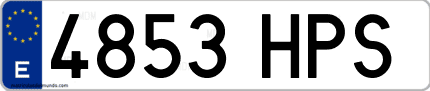 Ejemplo de matrícula de coche ordinaria 4853 HPS