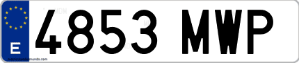 Ejemplo de matrícula de coche ordinaria 4853 MWP