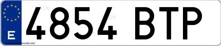 Ejemplo de matrícula española 4854 BTP