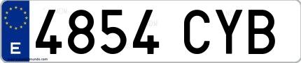 Ejemplo de matrícula española 4854 CYB