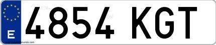 Ejemplo de matrícula española 4854 KGT