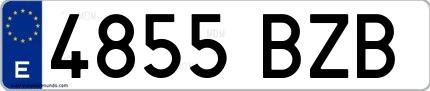 Ejemplo de matrícula española 4855 BZB