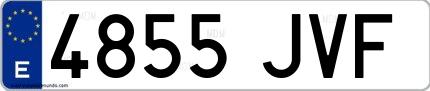 Ejemplo de matrícula española 4855 JVF