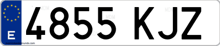 Ejemplo de matrícula de coche ordinaria 4855 KJZ