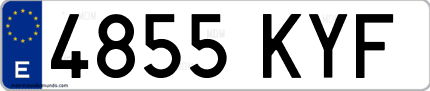 Ejemplo de matrícula de coche ordinaria 4855 KYF