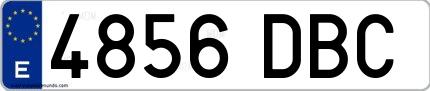 Ejemplo de matrícula española 4856 DBC