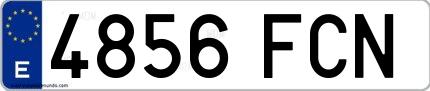 Ejemplo de matrícula española 4856 FCN