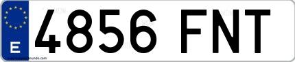 Ejemplo de matrícula española 4856 FNT
