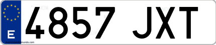 Ejemplo de matrícula de coche ordinaria 4857 JXT