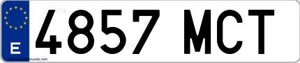 Ejemplo de matrícula española 4857 MCT