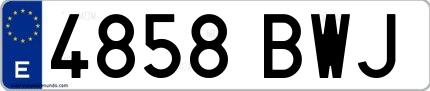 Ejemplo de matrícula española 4858 BWJ