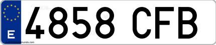 Ejemplo de matrícula de coche ordinaria 4858 CFB