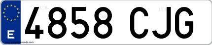 Ejemplo de matrícula española 4858 CJG