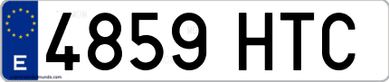 Ejemplo de matrícula de coche ordinaria 4859 HTC