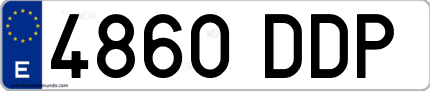 Ejemplo de matrícula de coche ordinaria 4860 DDP