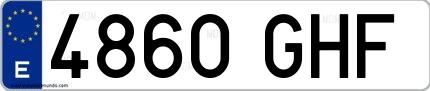 Ejemplo de matrícula española 4860 GHF