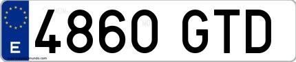 Ejemplo de matrícula española 4860 GTD