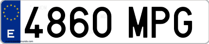 Ejemplo de matrícula de coche ordinaria 4860 MPG