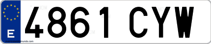 Ejemplo de matrícula de coche ordinaria 4861 CYW
